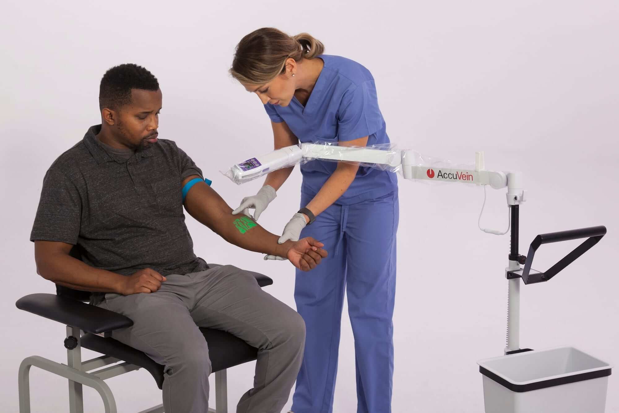 AccuVein_with_wheeled_stand AccuVein AV500 in use with wheeled stand